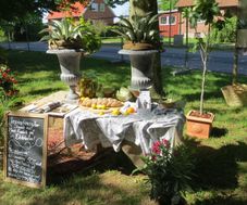Medelhavsbord med krukor, bröd och citroner från Karl-Fredrik på Eklaholm